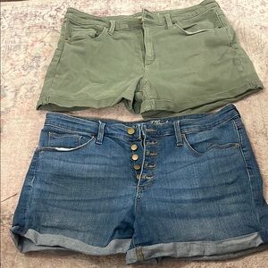 Universal Thread Green and Blue Jean Shorts